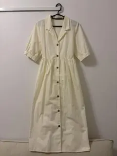 美品 JENNE オードリールックフレアシャツワンピース オフホワイト M 