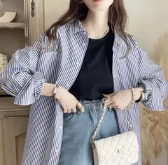 moment+ ストライプビッグシルエット長袖シャツのサムネイル