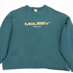 MOUSSY グリーン ロゴ入り スウェット