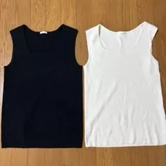 【GU】リブニットスクエアネックタンクトップ　2枚セット