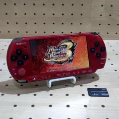 動作品 / 点検・整備済み psp3000 本体 レッド×ブラック（付属品あり）