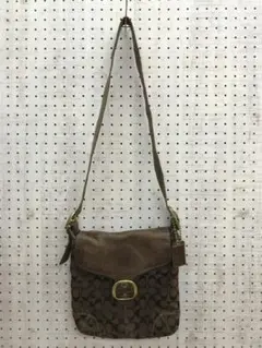 オールド COACH シグネチャー モノグラム レザー切替 ショルダーバッグ