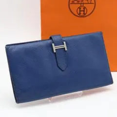 極美品】HERMES ベアンスフレ 長財布 ヴォーエプソン ブルー系 - メルカリ