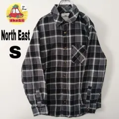 usa古着 NORTH EAST　ネルシャツ　S　ブラック グレー　チェック