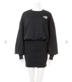 INGNI 胸ロゴスウェットチュニックワンピース ブラック