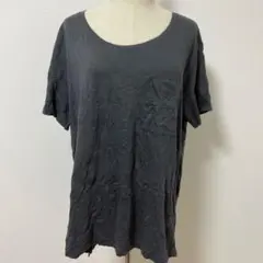 海外古着　レディース　 Tシャツ Uネック 半袖 無地 L 灰色のサムネイル