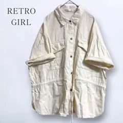 【レトロガール】半袖シャツジャケット オーバーサイズ ワークジャケット アウターのサムネイル