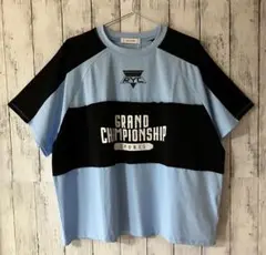 【タグ付き新品】レイカズン ビッグロゴ ラグランスリーブ Tシャツ 水色 F