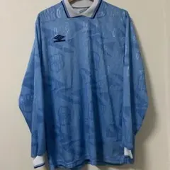 80s 90s umbro ロングスリーブ　ゲームシャツ　水色のサムネイル
