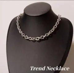 《ステンレス》　ショート ビッグ チェーンネックレス　a002　シルバー