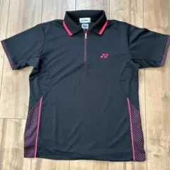 YONEX 吸汗速乾ポロシャツ ブラック/レッド　レディースＬ