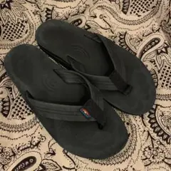 【美品】レインボーサンダル ダブルアーチ ブラックプレミアムレザー