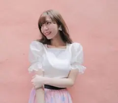 Areeam 愛されオーガンジースリーブトップス ホワイト Fサイズ
