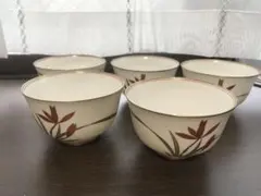 香蘭社　赤い花柄の湯飲み 5個セット