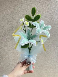 モールフラワーブーケ ミントグリーン韓国風 花束 ハンドメイド 誕生日プレゼント