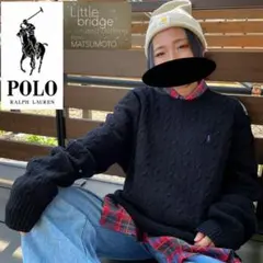 ポロラルフローレン　希少90s ウールニットセーター　ビッグサイズ　一点物古着.