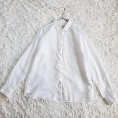 美品⭐︎UNITED ARROWS リネン100% 長袖シャツ ホワイト［B34］のサムネイル