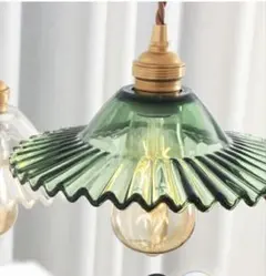 ⭐︎最終お値下げ中⭐︎ペンダントライト ガラス　グリーン　引っ掛け式　レトロ　北欧