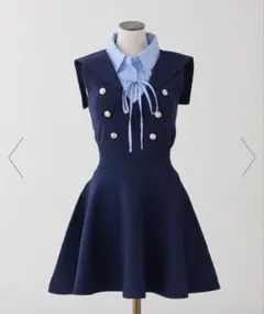 NICE CLAUP シャツレイヤード半袖ニットワンピース - メルカリ