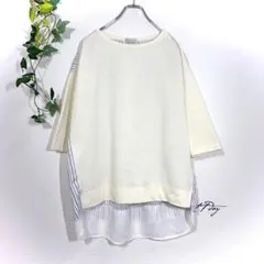 アースミュージックアンドエコロジー ドッキングプルオーバー(F)ストライプ 無地
