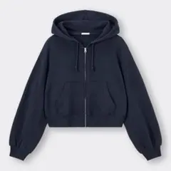 GU クロップドスウェットフルジップパーカー ネイビー Sサイズ