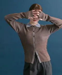 【KBF】バイカラーポロRIBニット