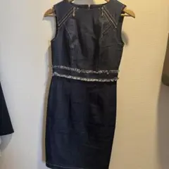 ダークデニム ノースリーブ ミニワンピース S
