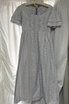 vintageヴィンテージワンピース レース 80sレトロUSA海外古着 水色
