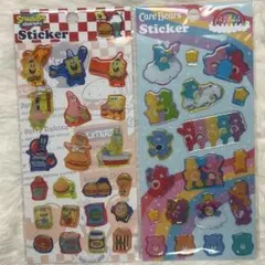 正規品　ぷっくりシートステッカー　プラザ　ケアベア　スポンジボブ