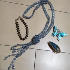 ビーズネックレス・ブレスレット・ブローチセット