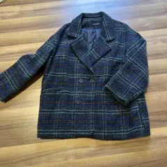 チェック柄ウール混紡ジャケット