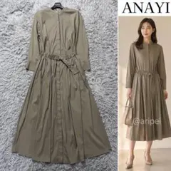 美品 ANAYI アナイ マドラスチェックシャツワンピース フレア ベルト付き 美品 ANAYI アナイ マドラスチェックシャツワンピース フレア ベルト