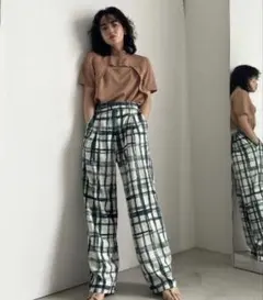 【AMERI】HAND LOOSE CHECK PANTS Sサイズのサムネイル