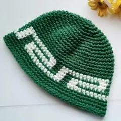 グリーン　✩クラッシャーハット　クロシェハット　バケットハット