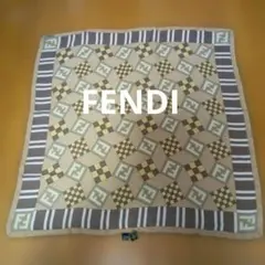 FENDI フェンディ ストライプデザイン シルクスカーフ 約48×48cm