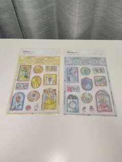 ディズニー ステンドグラス風ステッカー セット　美女と野獣　シンデレラ