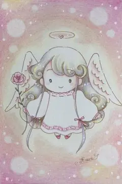 手描き　色鉛筆画　小さな天使2 癒し　エンジェル　ヒーリング