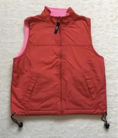 女児リバーシブルベスト　赤ナイロンピンクフリース　120㎝