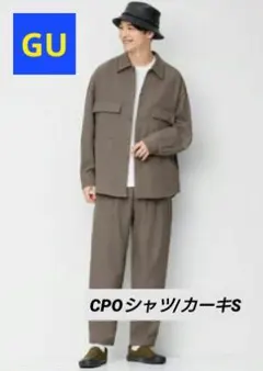 【美品】GU CPOシャツ(長袖) 秋冬仕様 カーキ S