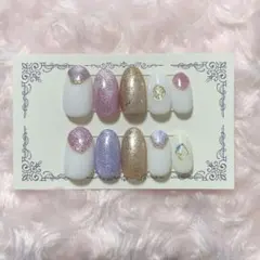 現品 ☆ ネイルチップ　ニュアンス　マグネットネイル　宝石　キラキラ　No.46