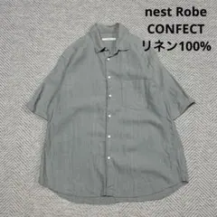 nest robe＊リネン100% 半袖シャツ ブラック 美品 2026年最新】nest Robe CONFECT カラーデザイン：レギュラーカラー