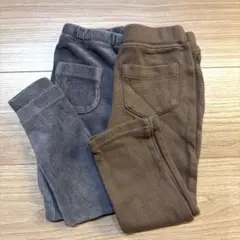 記名なし　UNIQLOグレーコーデュロイ レギンス　ブラウンレギンス　90