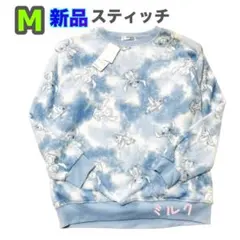 M 新品　フリース　スティッチ ポケモン レディース　トレーナー　起毛　ブルー