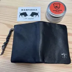 黒　ブラック　イタリアンレザー　二つ折り財布//本革 牛革　コンパクト　ミニ財布