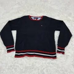 Tommy Jeansネイビー ストライプリブ 長袖セーター　素材/綿100%