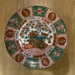 大皿□赤絵錦絵 窓松竹梅 花鳥紋(江戸後期～明治期)古伊万里 時代物