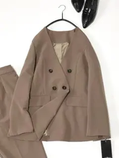 新品ルイルエブティックバッククロスケープダブルブレストジャケット＆パンツスーツ♪