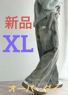 ［新品］java ワイドデニムパンツ ペインター　オーバーダイ　XLサイズのサムネイル