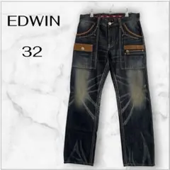 EDWIN 413XVS W32 日本製 濃紺 ハチノス バギーストレート