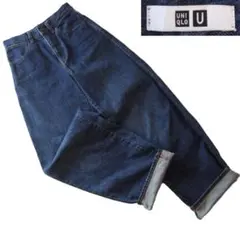 女性用　ユニクロ U　ワイドレッグデニム　ジーンズ　バギー　股下75cm　W22